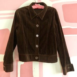 Corduroy Button Up Collared Jacket